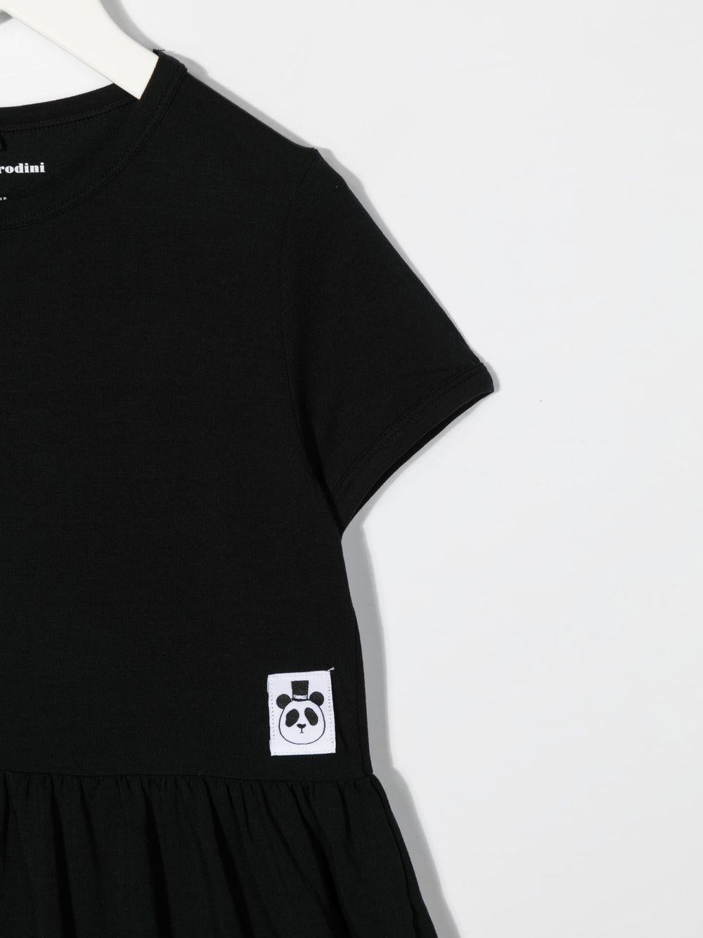 Abito a maniche corte per bambina Mini Rodini nero con girocollo - Rubino Kids