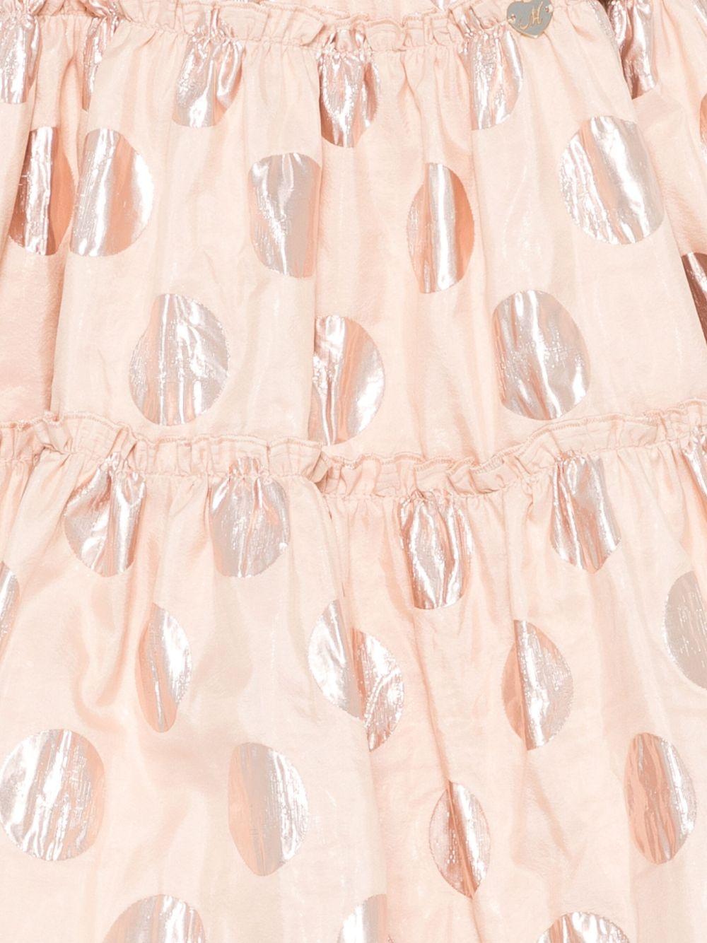 Abito a pois per bambina Monnalisa rosa con rifinitura con ruches - Rubino Kids