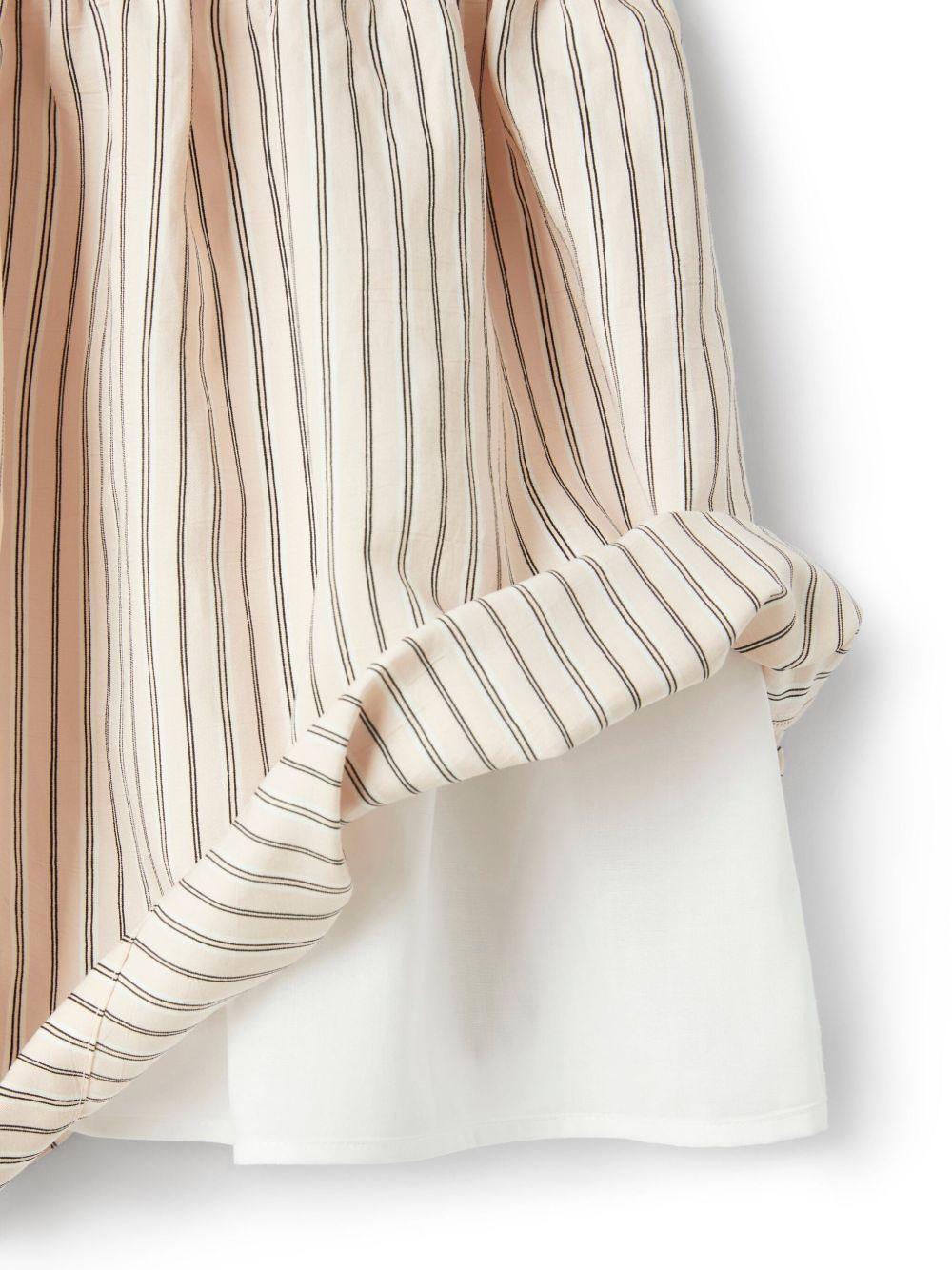 Abito a righe per neonata Il Gufo beige con dettagli plissettati - Rubino Kids