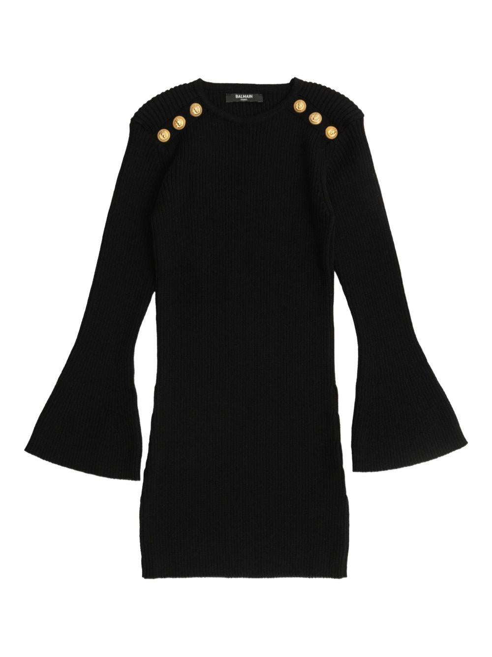 Abito con abbottonatura per bambina Balmain Kids nero goffrato - Rubino Kids