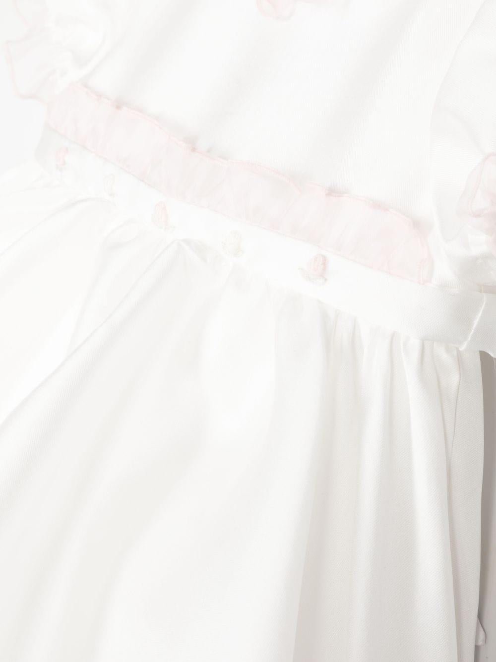 Abito con fiocco per neonata La Stupenderia bianco con pannelli in tulle - Rubino Kids
