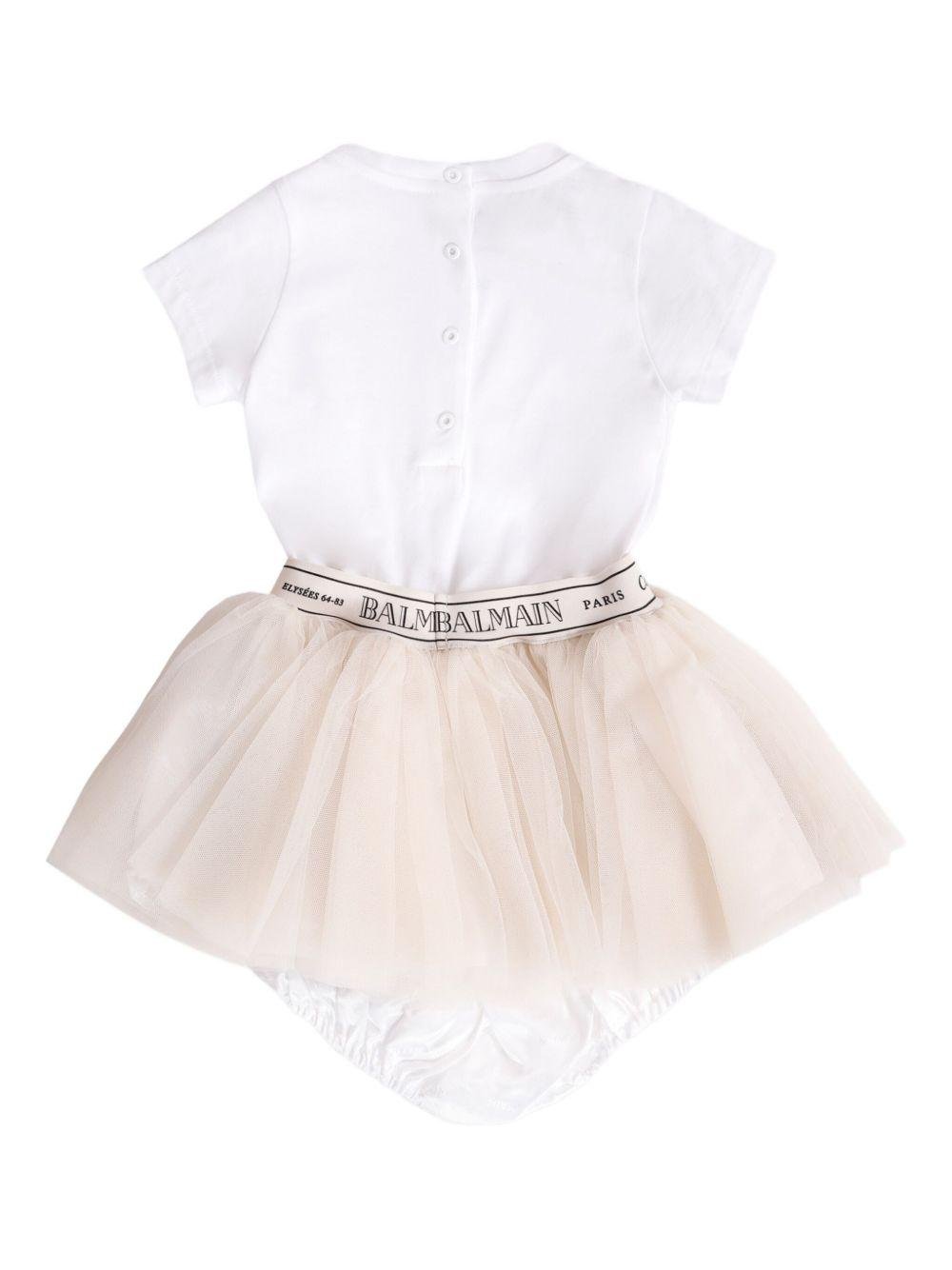 Abito con inserti per neonato Balmain Kids multicolor a maniche corte - Rubino Kids