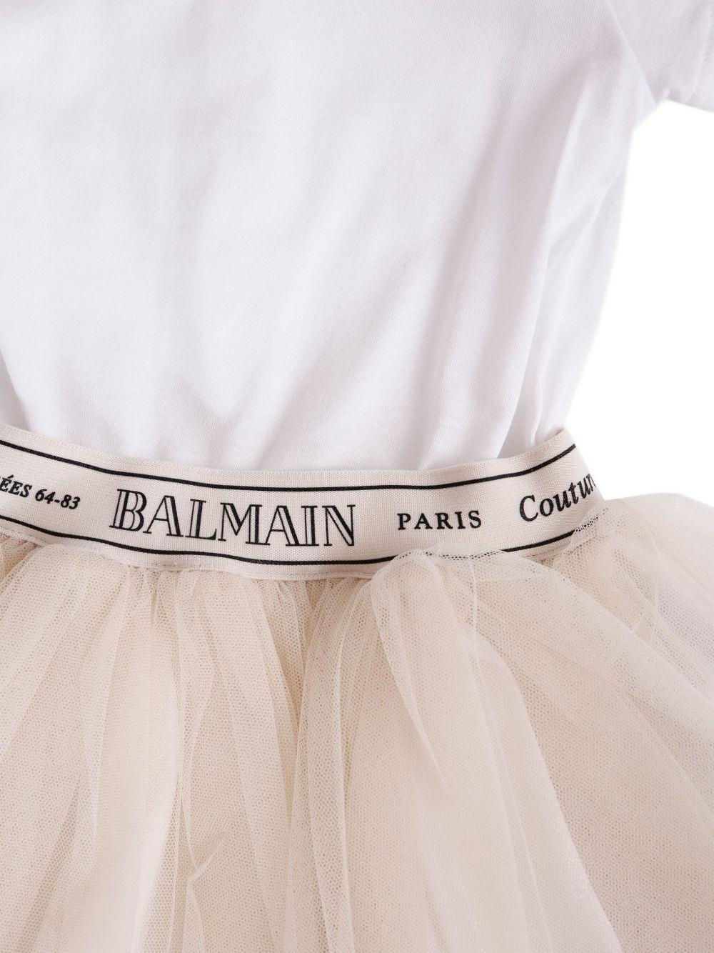 Abito con inserti per neonato Balmain Kids multicolor a maniche corte - Rubino Kids