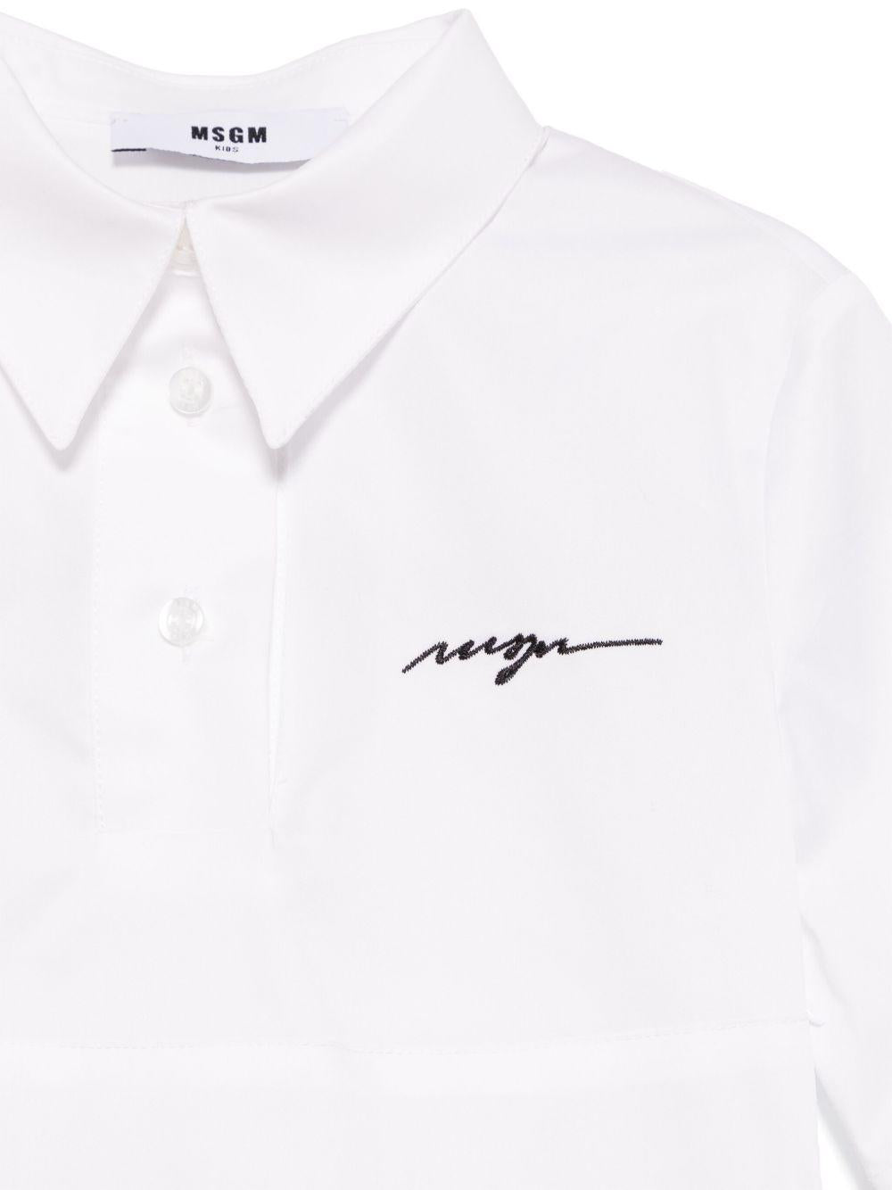 Abito con logo per bambina MSGM Kids bianco con colletto a punta - Rubino Kids