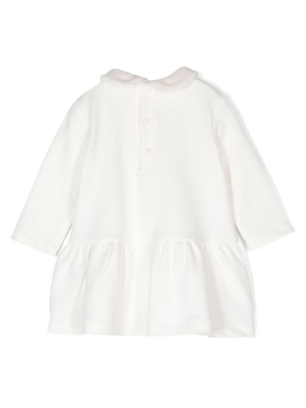 Abito con logo ricamato per bambina Il Gufo bianco con applicazione di coniglio - Rubino Kids