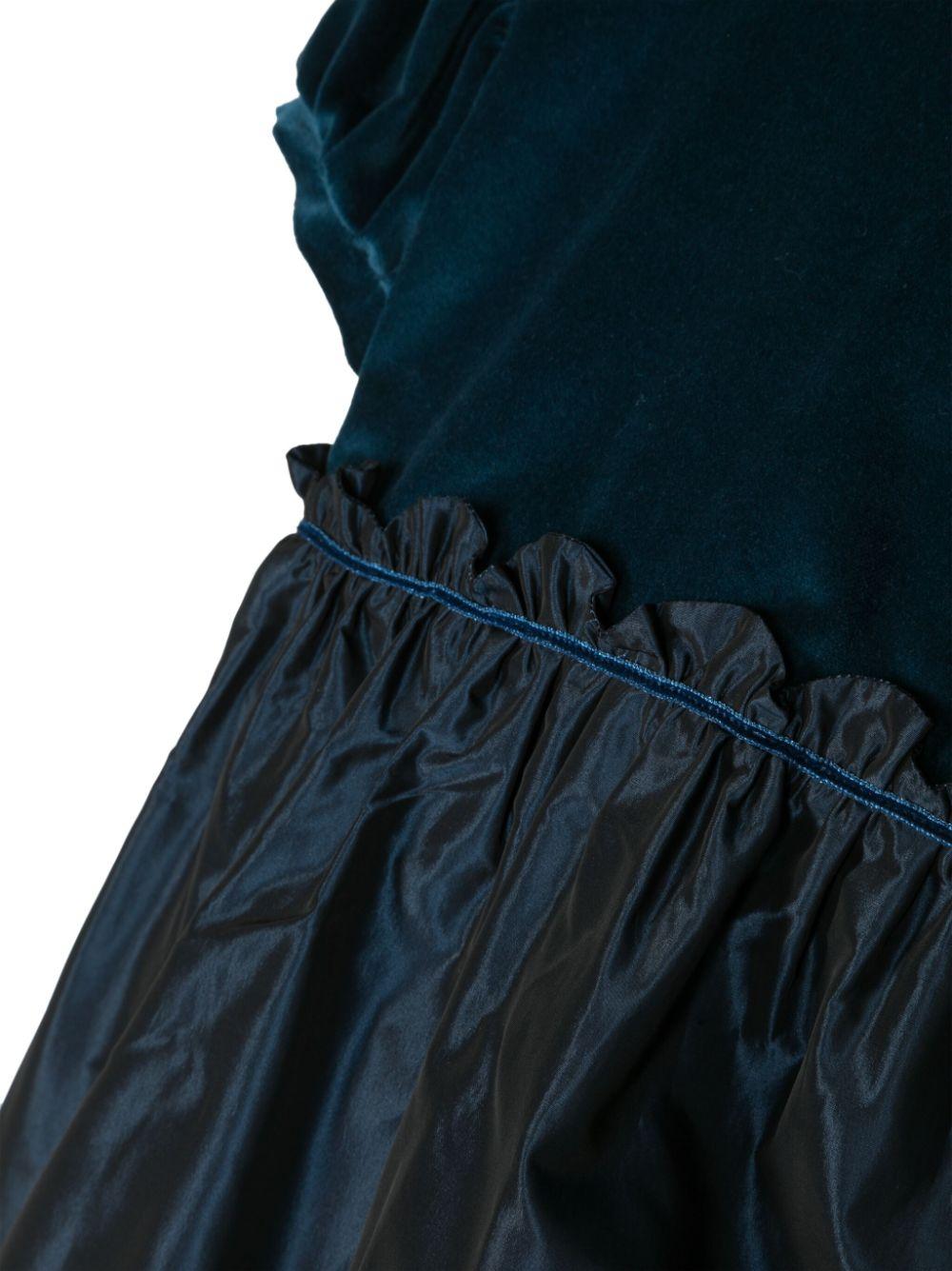 abito con maniche a sbuffo e finiture in velluto - Rubino Kids