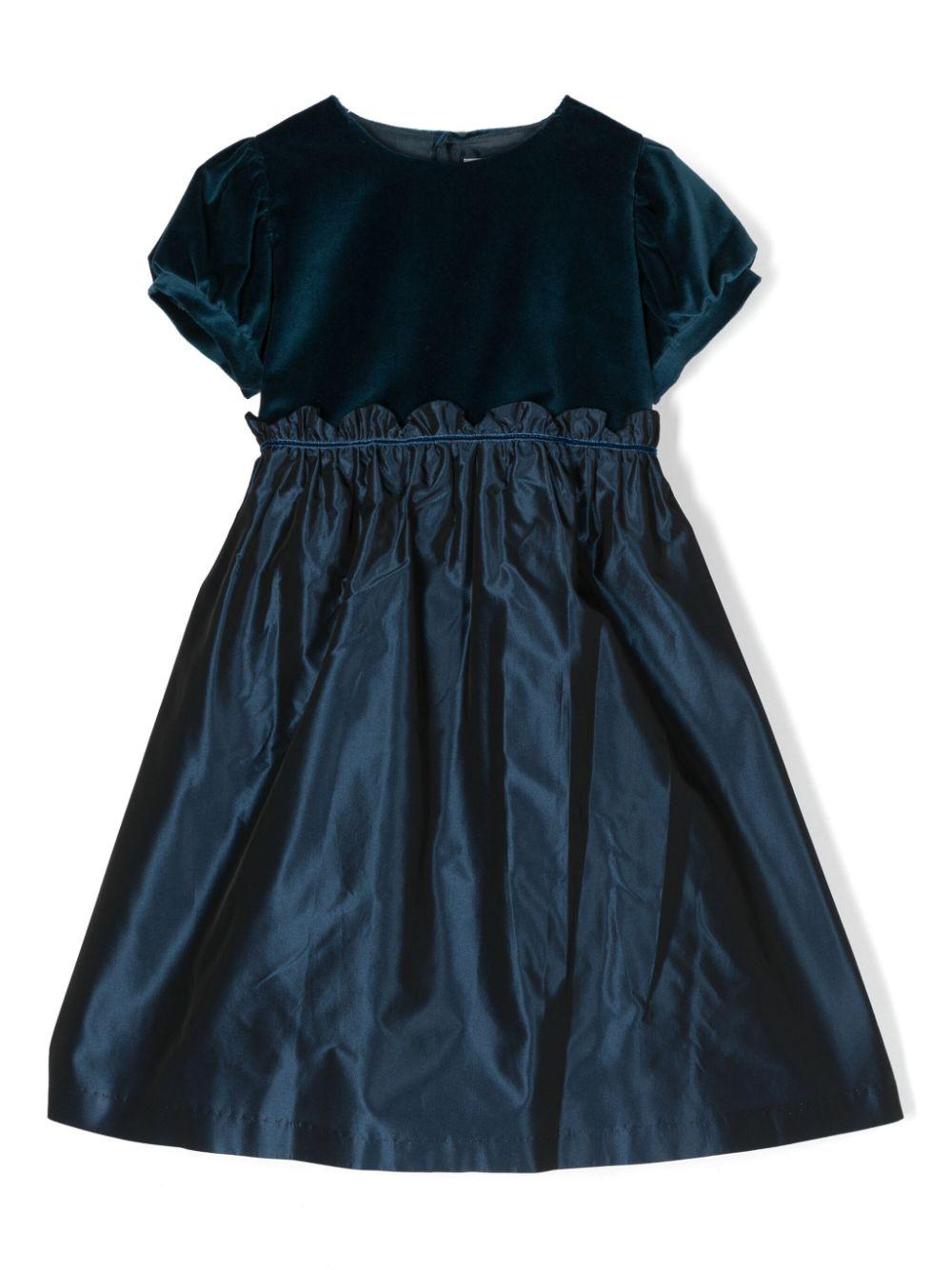 abito con maniche a sbuffo e finiture in velluto - Rubino Kids