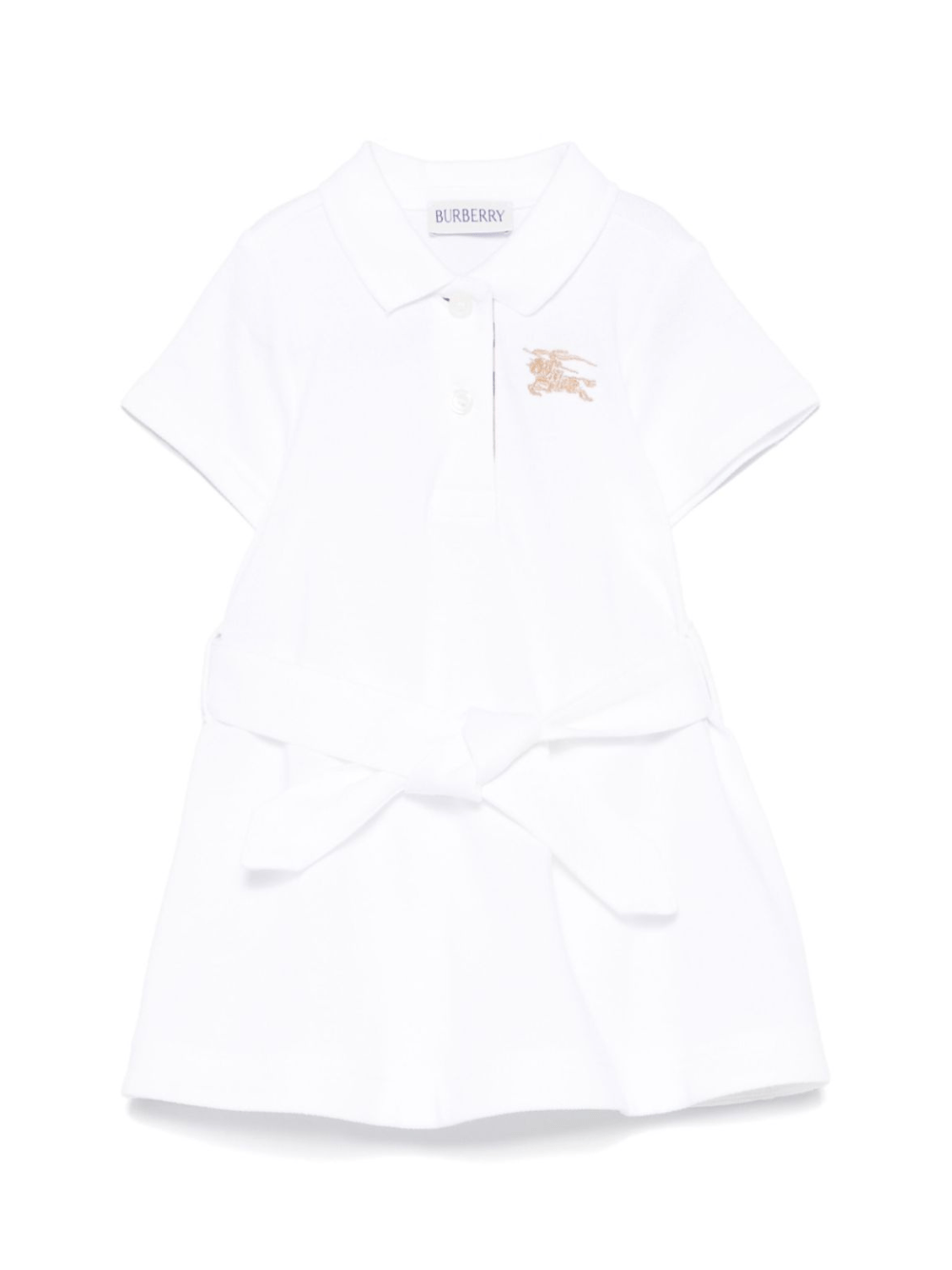Abito con ricamo per neonato Burberry Kids bianco con colletto stile polo - Rubino Kids