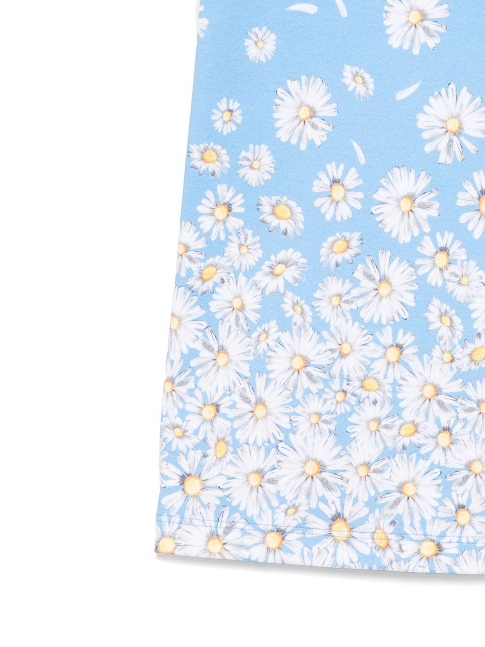 Abito con stampa floreale per bambina Moschino Kids azzurro con spalla scesa - Rubino Kids