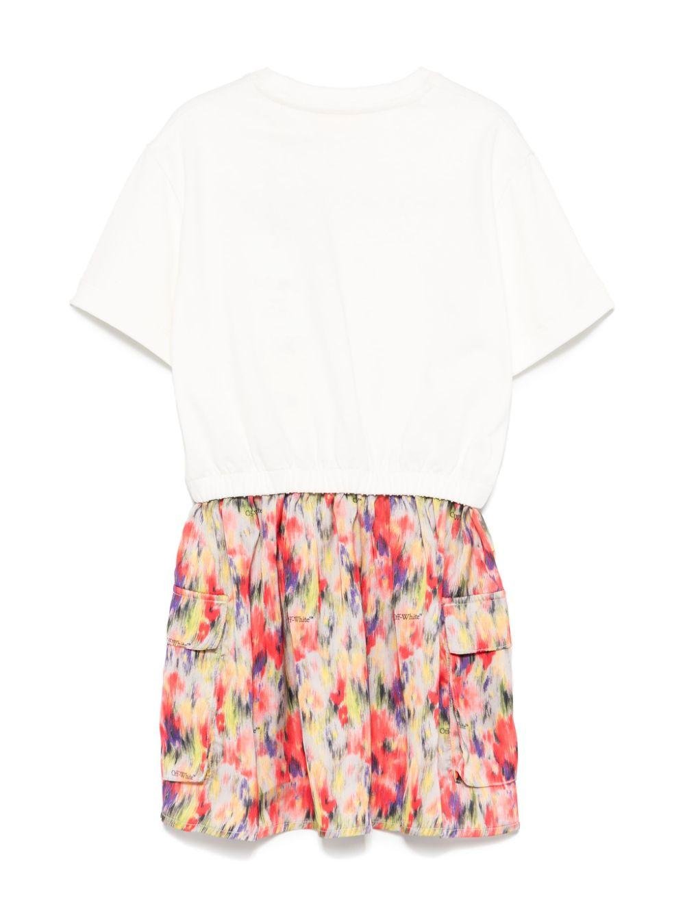 Abito con stampa per bambina Off - White Kids bianco con maniche corte - Rubino Kids