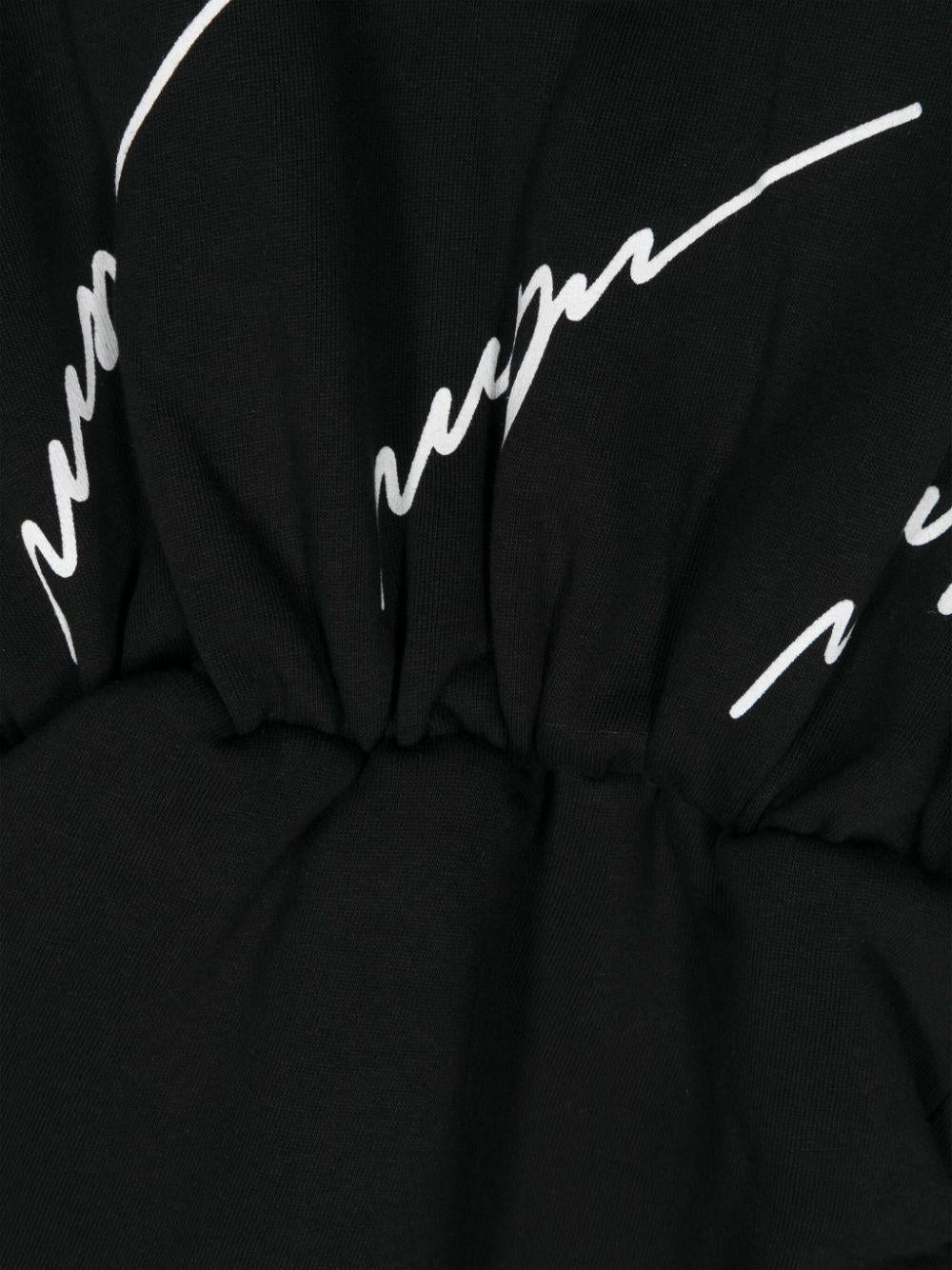 Abito corto con stampa per bambina MSGM Kids nero con cappuccio - Rubino Kids