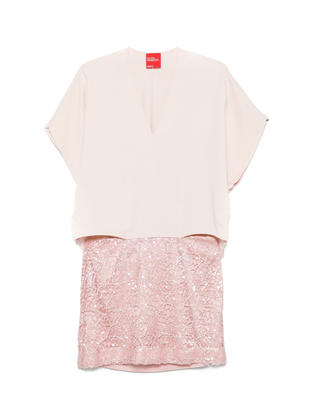 Abito corto per donna Merci rosa con inserti in pizzo - Rubino Kids