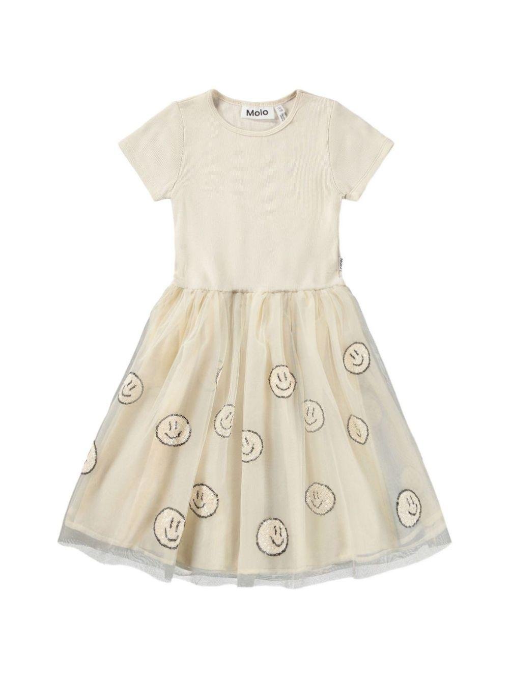 Abito Cyrusila per bambina Molo beige con decorazione in paillettes - Rubino Kids