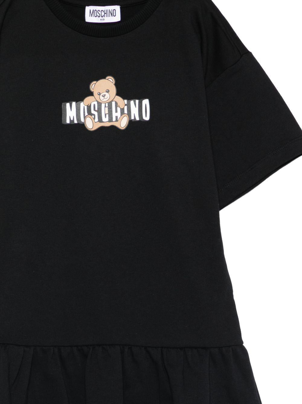 Abito da bambina Moschino Kids nero con stampa orsetto - Rubino Kids
