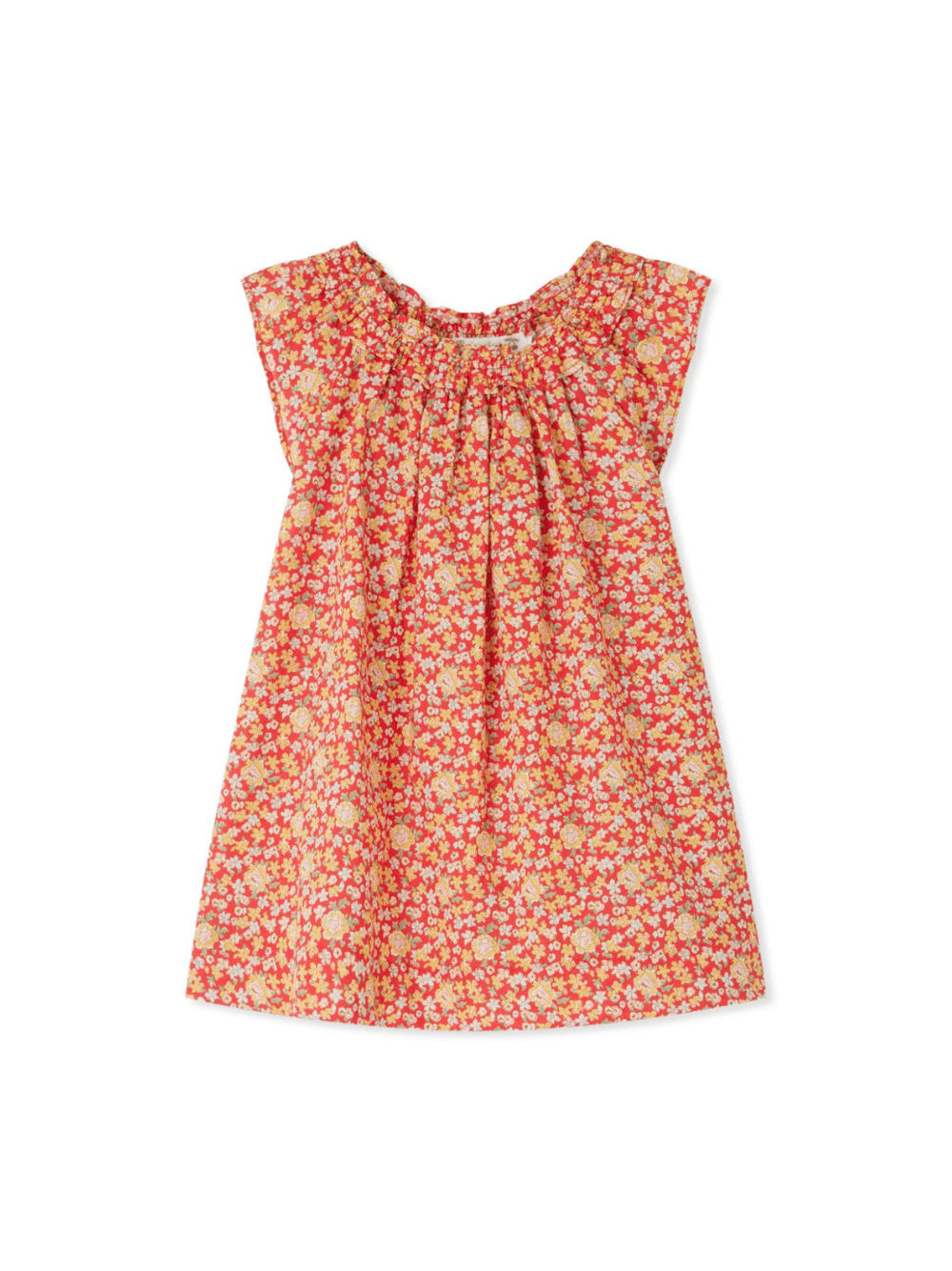 Abito dorato per bambina Bonpoint rosso con maniche ad aletta - Rubino Kids