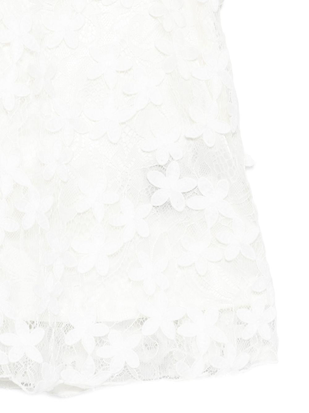 Abito in pizzo per bambina Balmain Kids bianco con ricamo a fiori - Rubino Kids