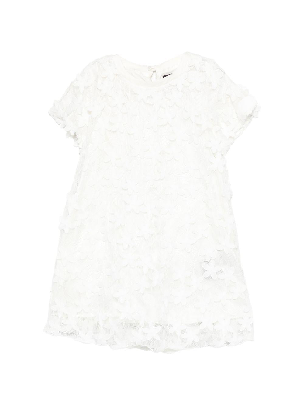 Abito in pizzo per bambina Balmain Kids bianco con ricamo a fiori - Rubino Kids