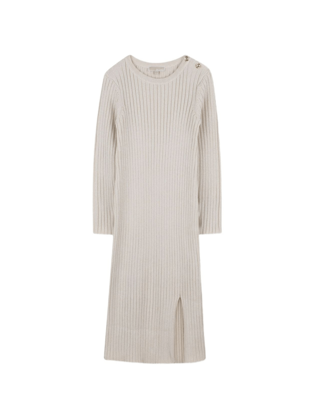 Abito lungo per bambina Michael Kors Kids beige a coste e maniche lunghe - Rubino Kids