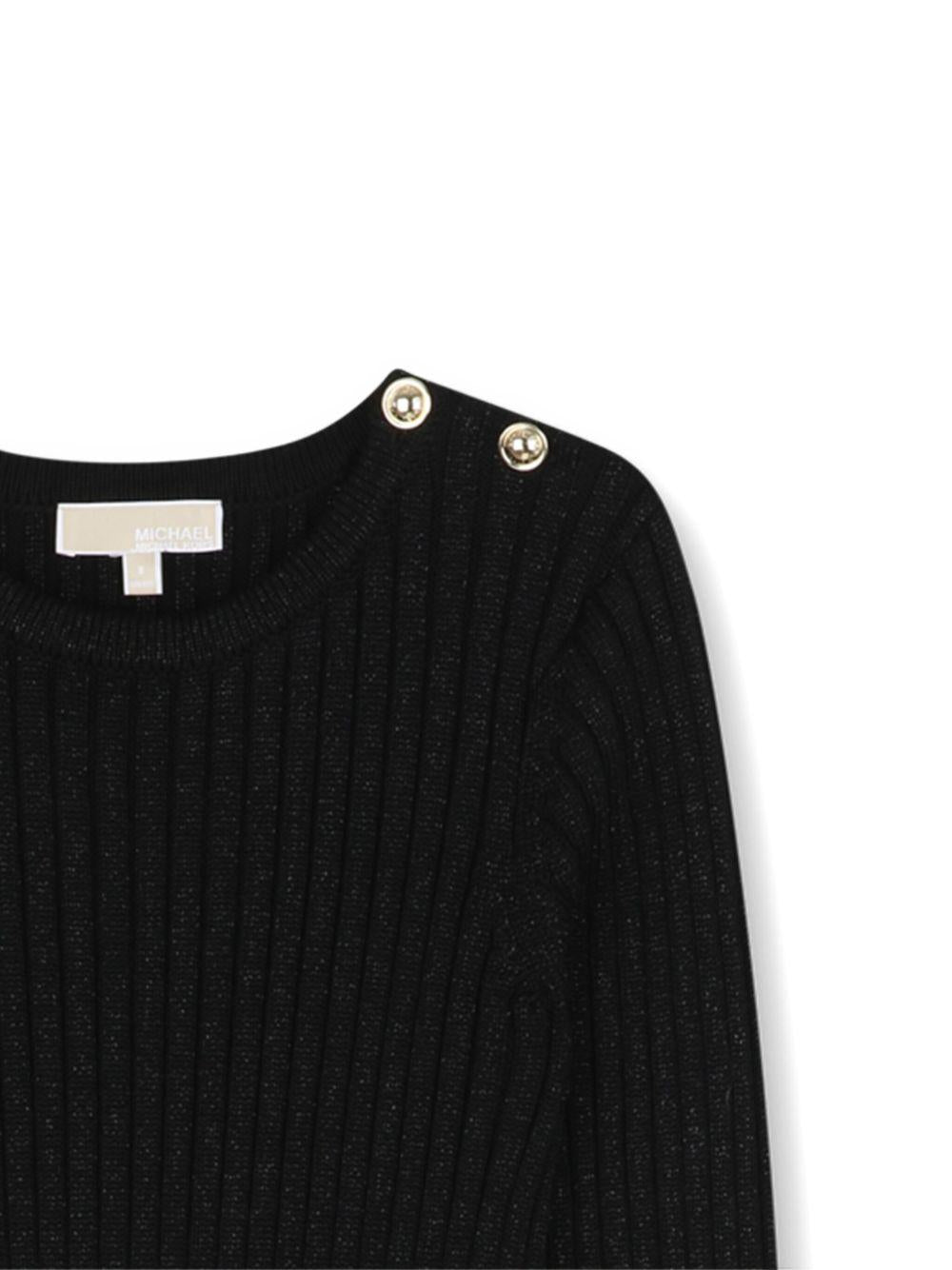 Abito lungo per bambina Michael Kors Kids nero a coste e maniche lunghe - Rubino Kids