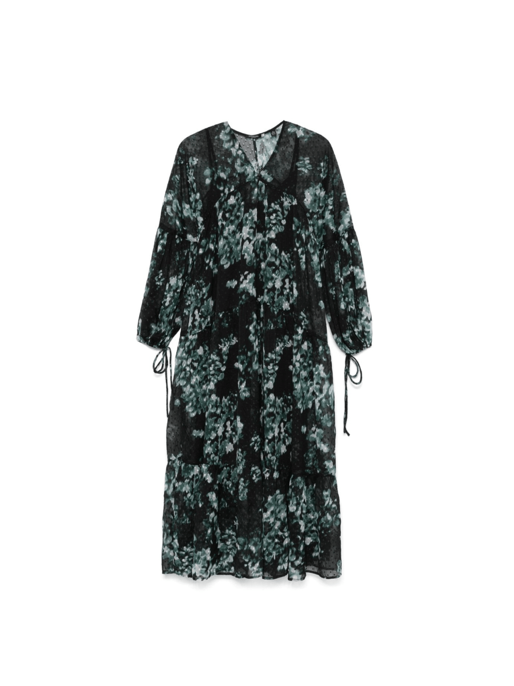 Abito lungo per donna Scotch & Soda Fil Coupe nero con scollo a V - Rubino Kids