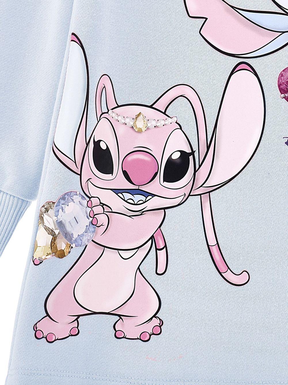 Abito modello felpa Disney x Monnalisa azzurro con stampa grafica Stitch - Rubino Kids