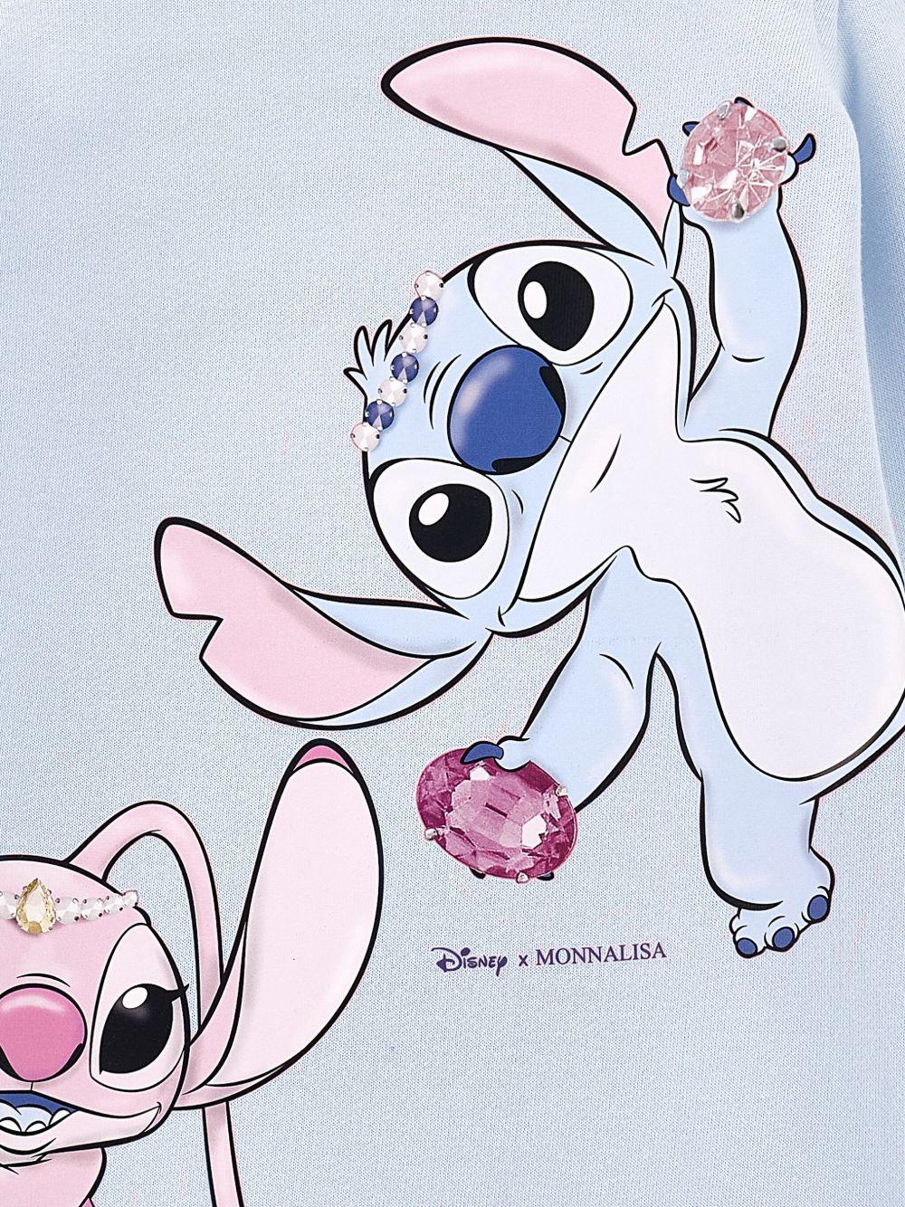 Abito modello felpa Disney x Monnalisa azzurro con stampa grafica Stitch - Rubino Kids