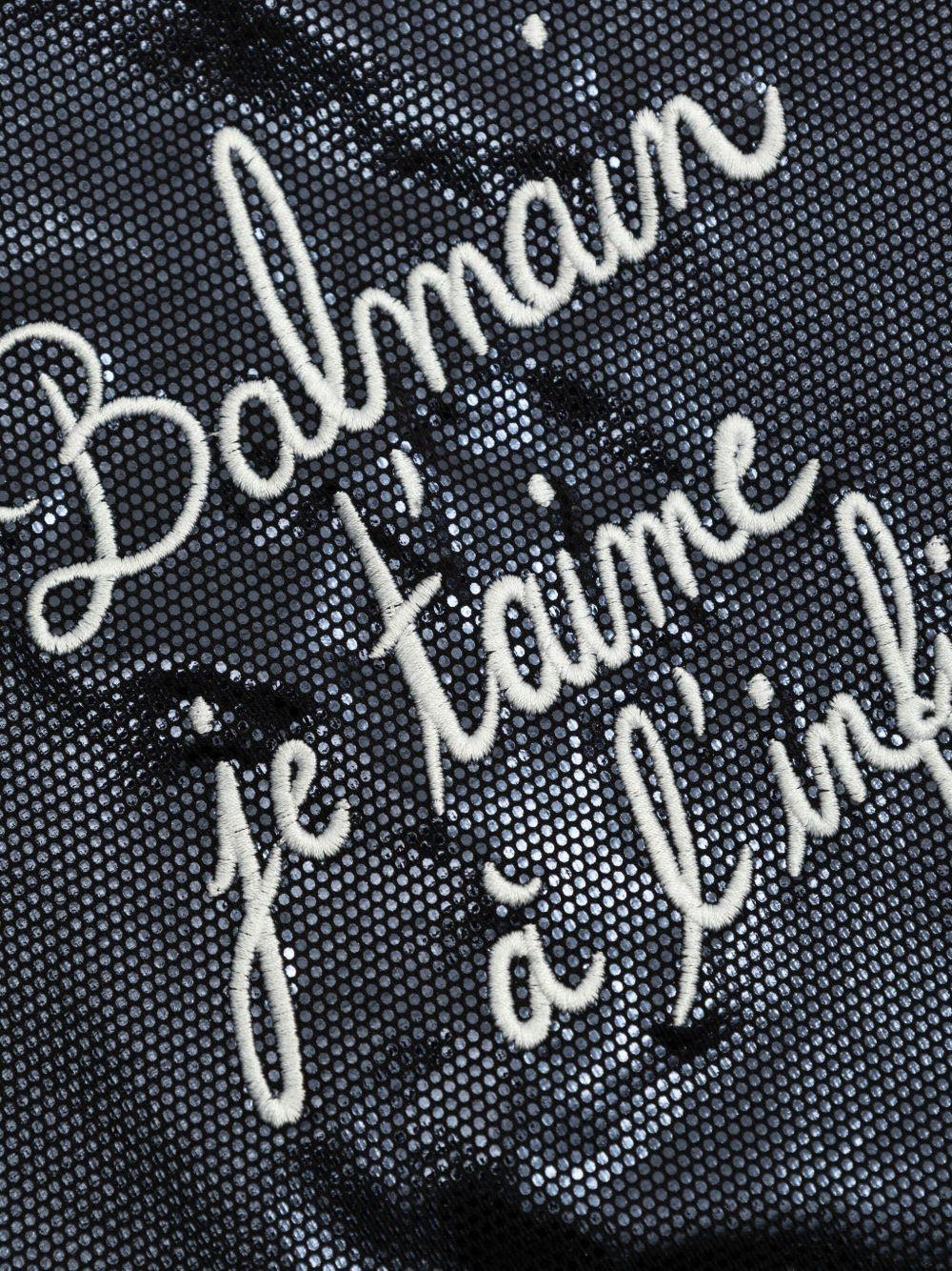 Abito modello T-shirt per bambina Balmain Kids nero in raso - Rubino Kids