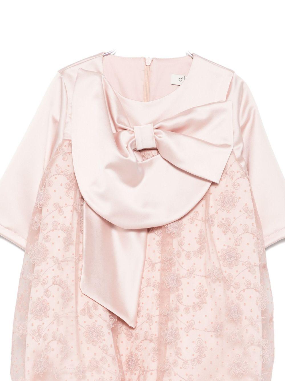 Abito per bambina A'lapage rosa con motivo floreale con rose - Rubino Kids