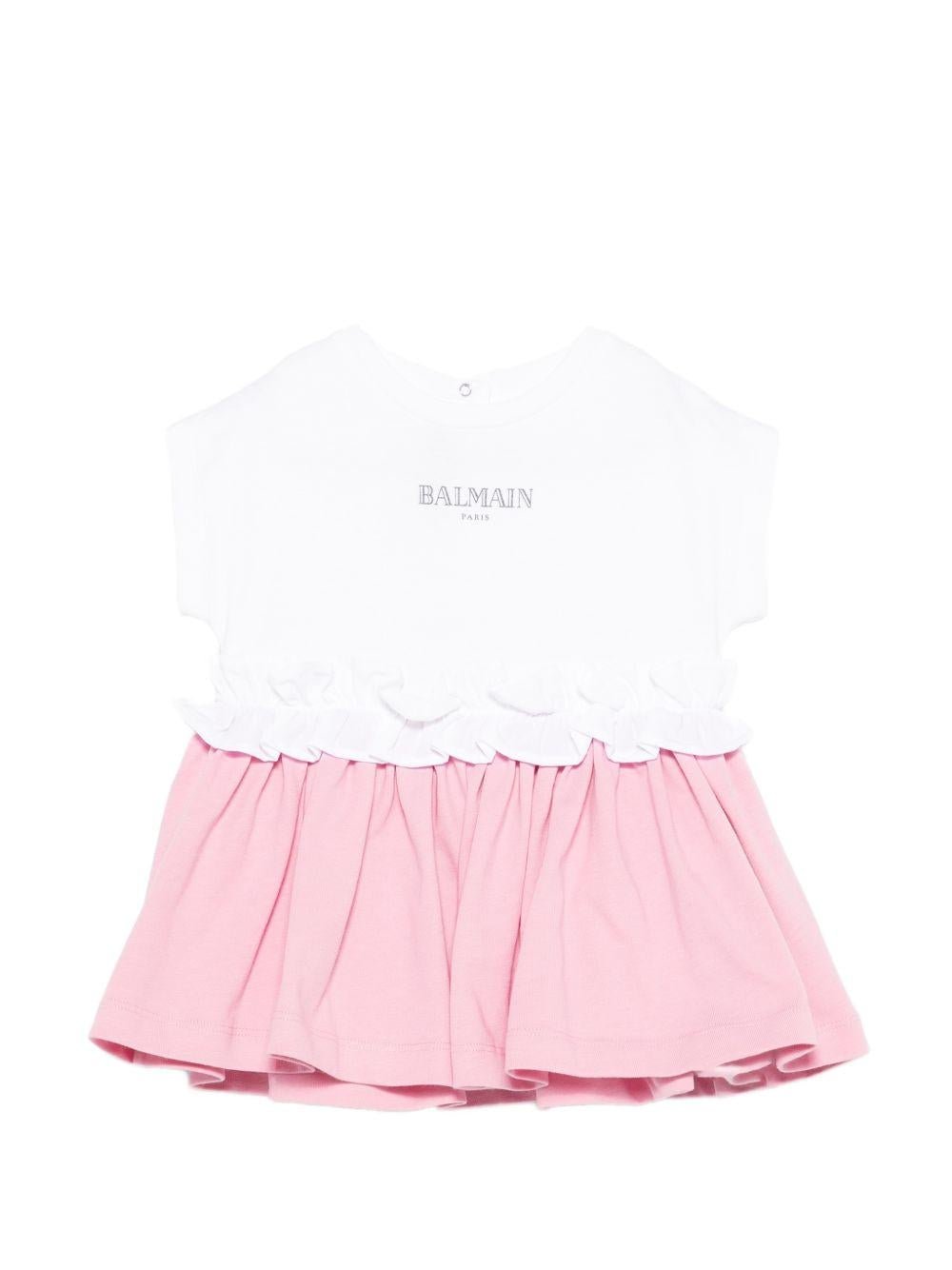Abito per bambina Balmain kids bianco a girocollo - Rubino Kids