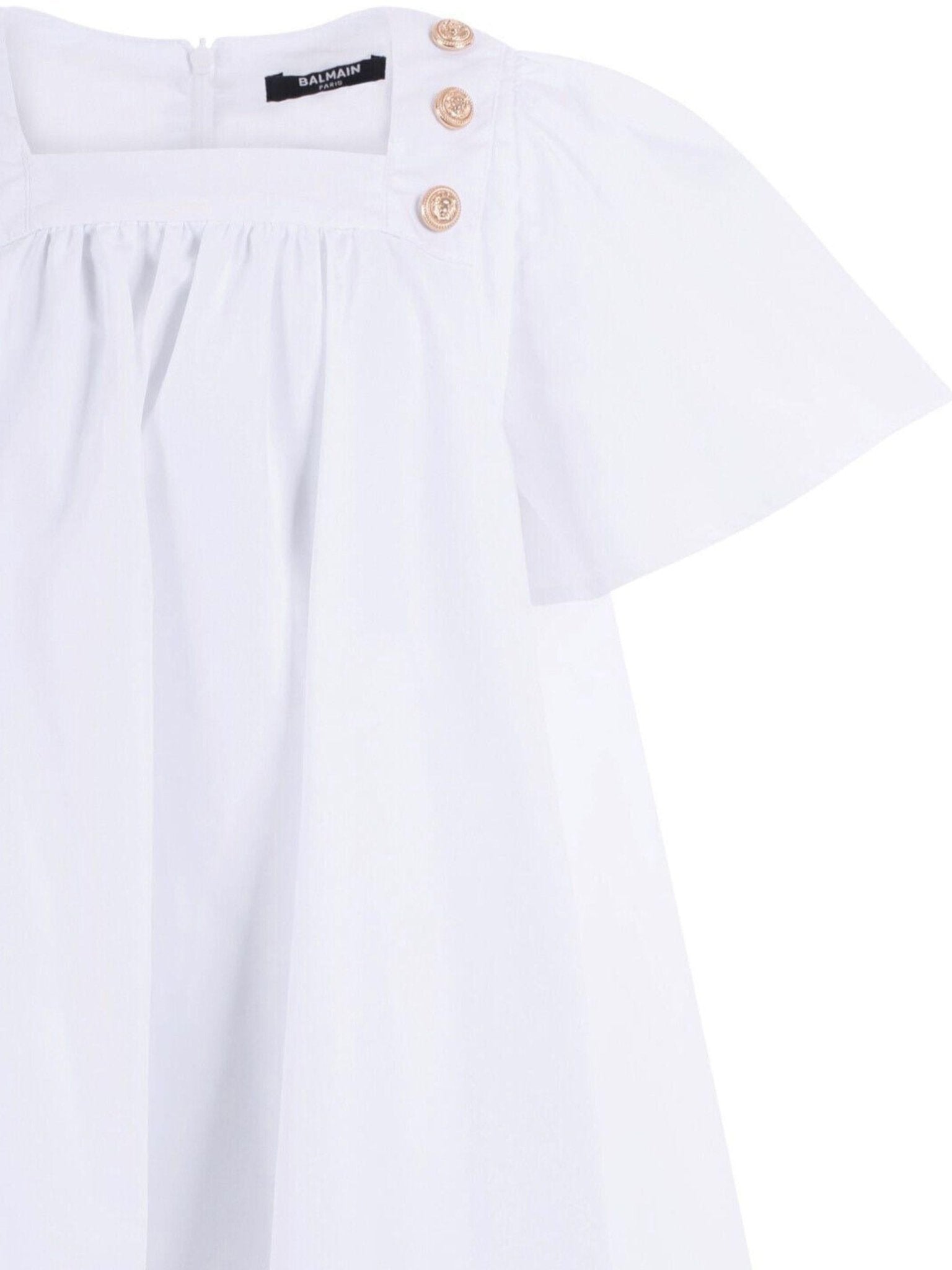 Abito per bambina Balmain Kids bianco con corpetto arricciato - Rubino Kids