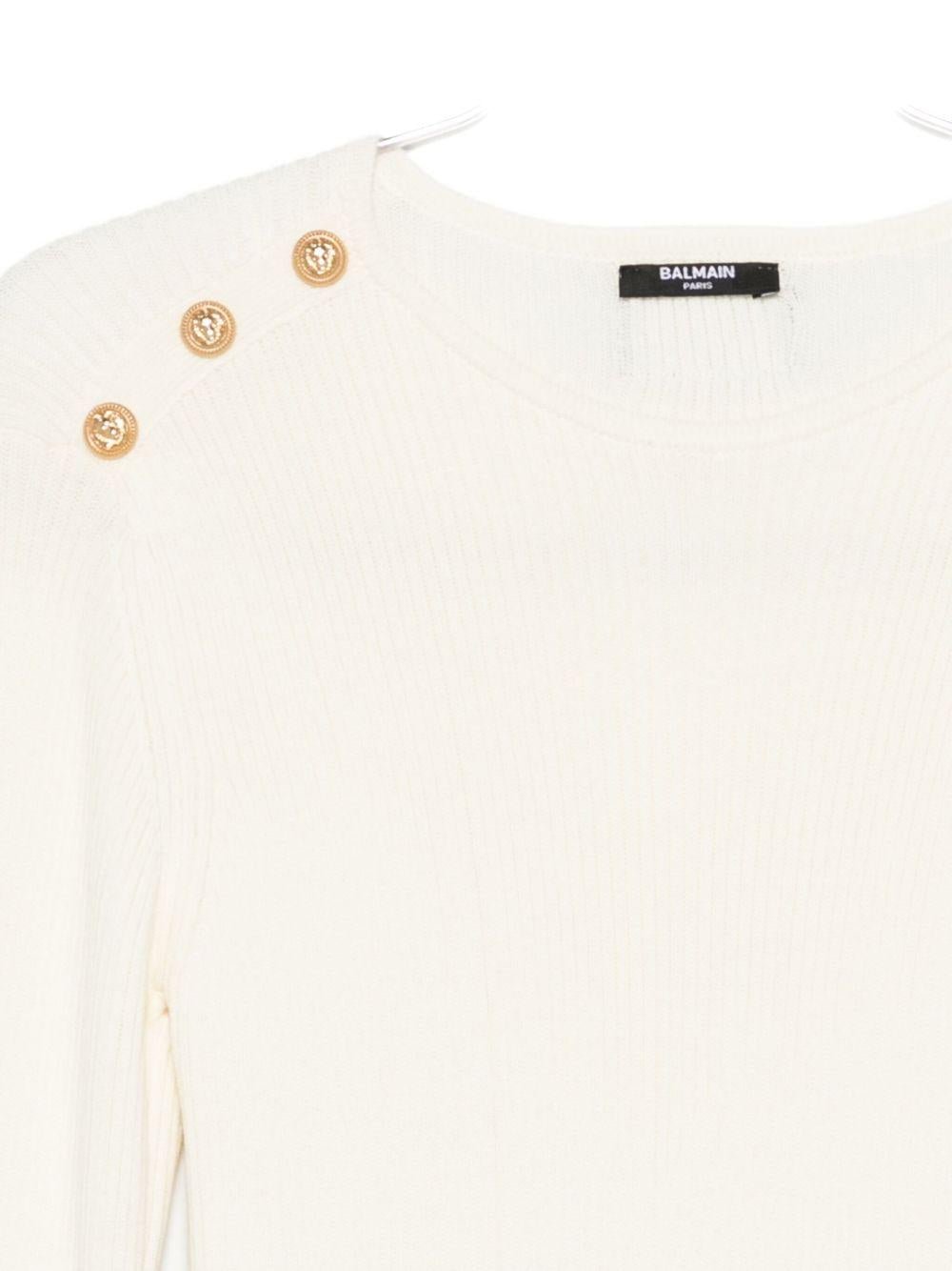 Abito per bambina Balmain Kids bianco con maniche a campana - Rubino Kids