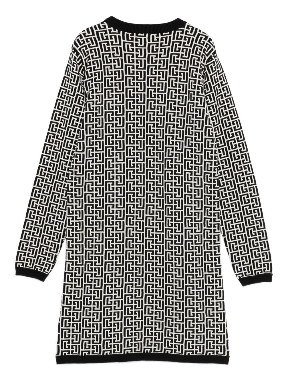 Abito per bambina Balmain Kids multicolore con motivo monogramma - Rubino Kids