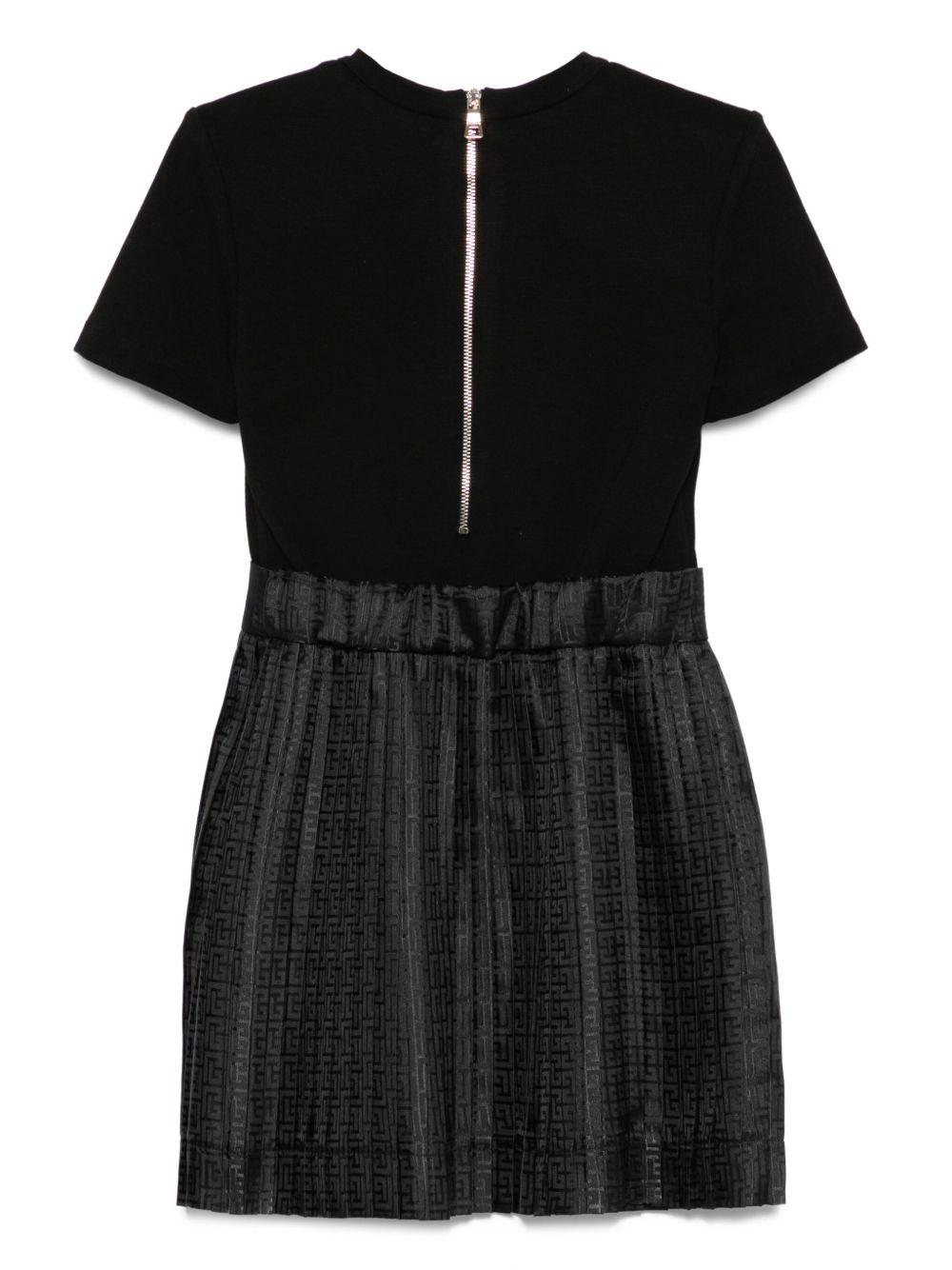 Abito per bambina Balmain Kids nero con logo ricamato - Rubino Kids