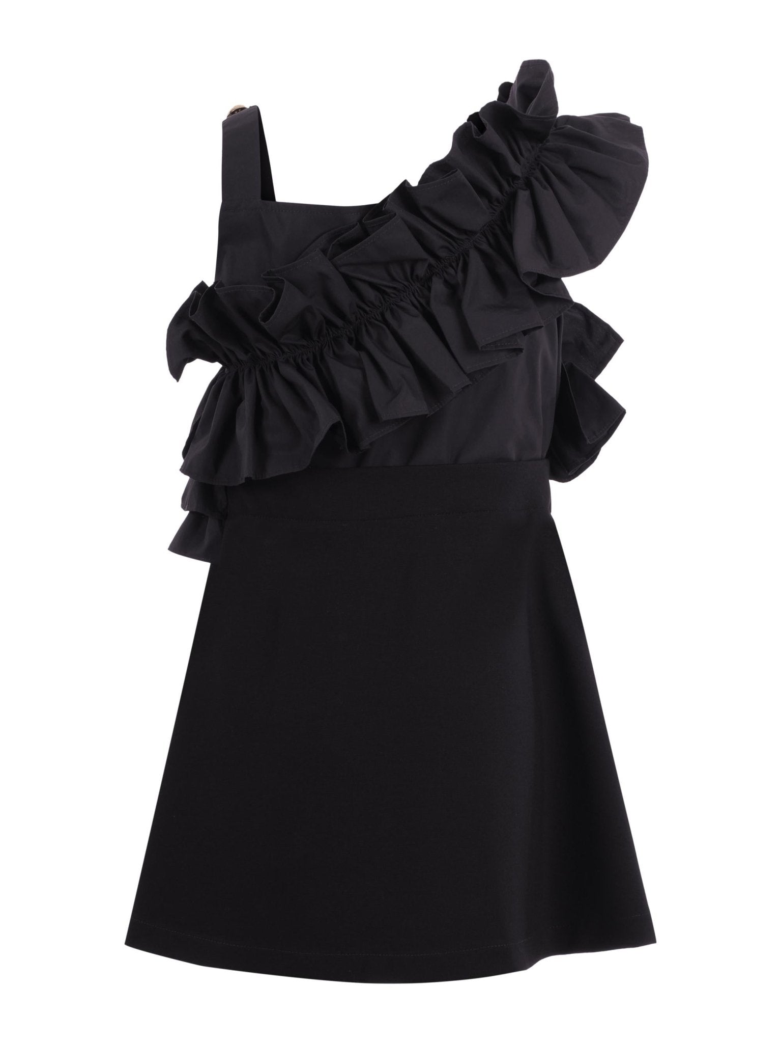 Abito per bambina Balmain Kids nero con ruches - Rubino Kids