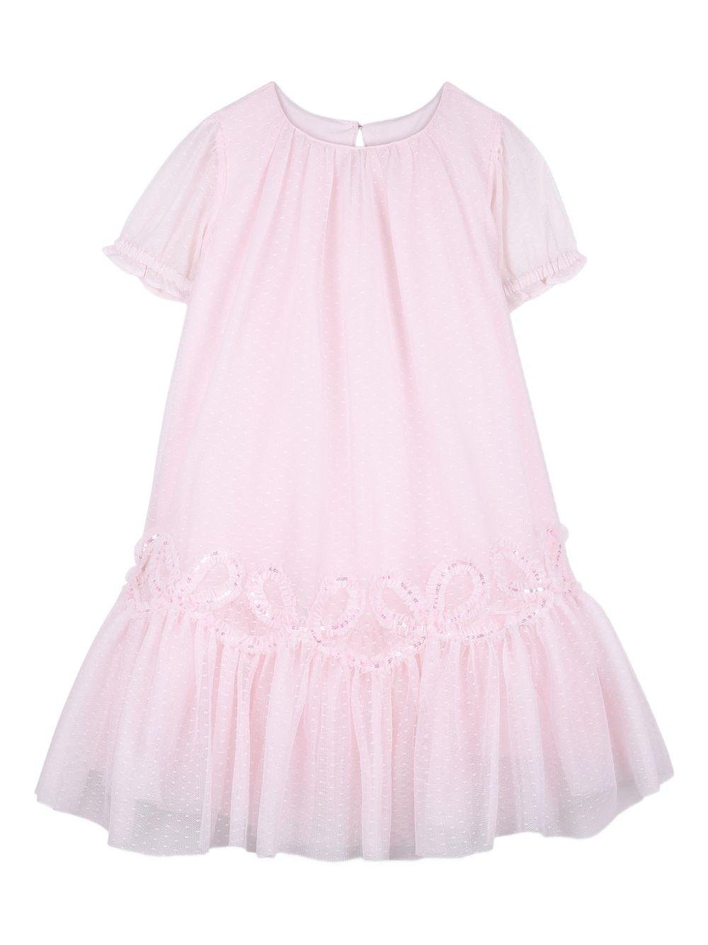 Abito per bambina Billieblush rosa con paillettes e ruches - Rubino Kids