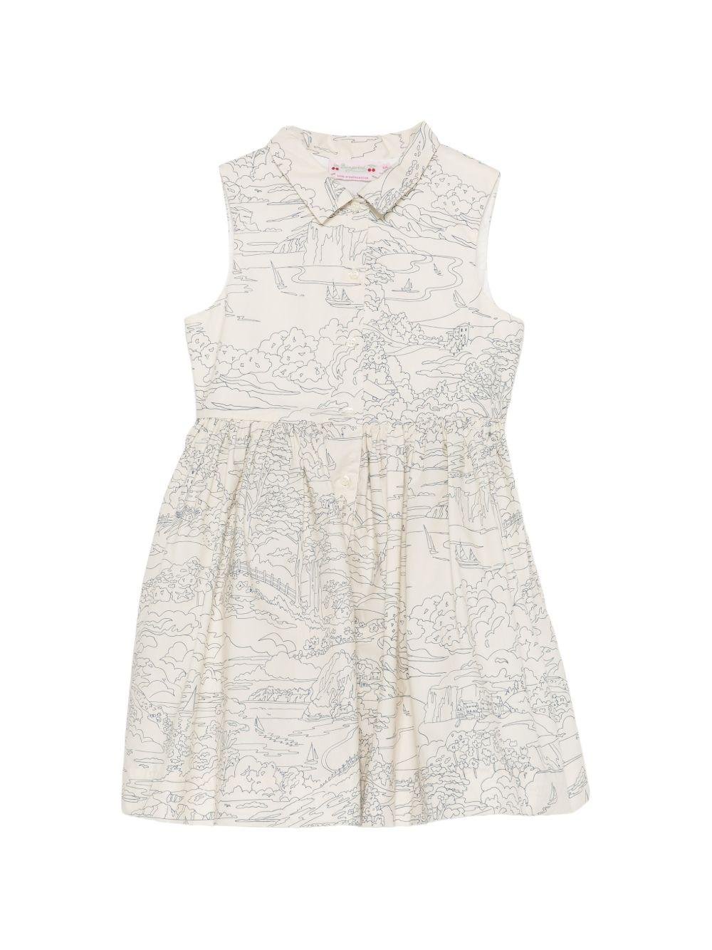 Abito per bambina Bonpoint bianco con stampa grafica all - over - Rubino Kids