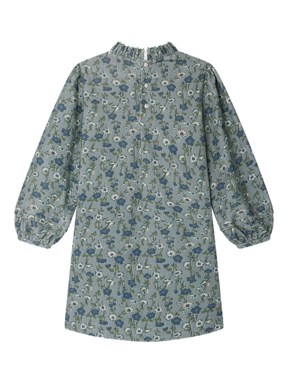 Abito per bambina Bonpoint blu a fiori con ruches - Rubino Kids