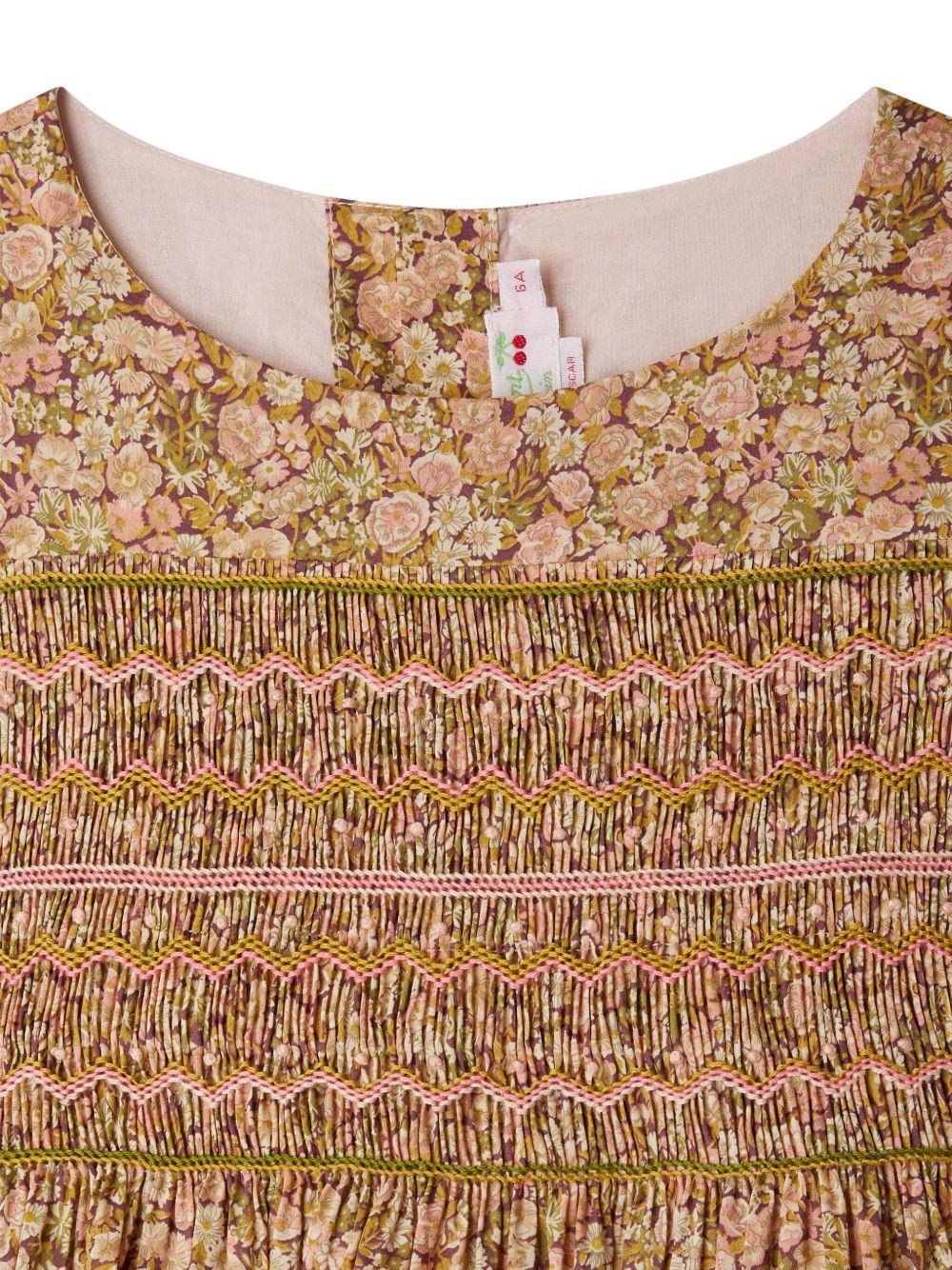 Abito per bambina Bonpoint Duchesse marrone con stampa a fiori - Rubino Kids