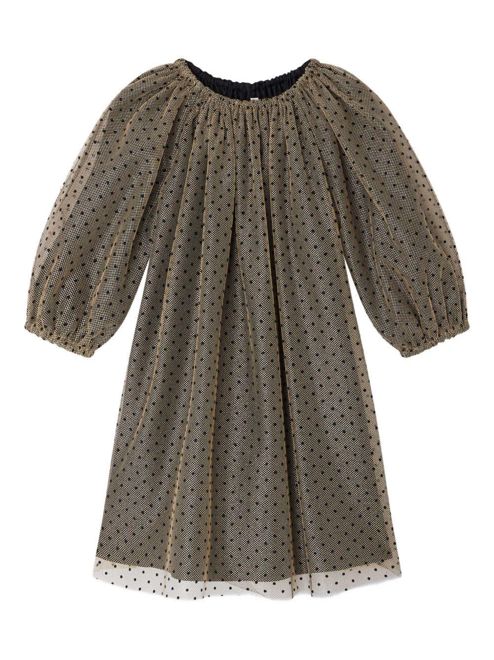 Abito per bambina Bonpoint marrone con motivo a pois - Rubino Kids