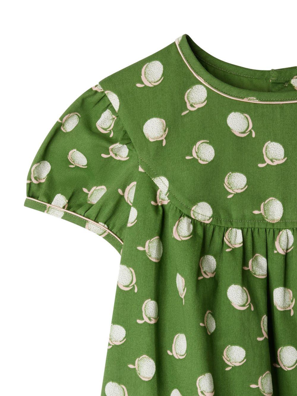 Abito per bambina Bonpoint verde con stampa grafica all - over - Rubino Kids