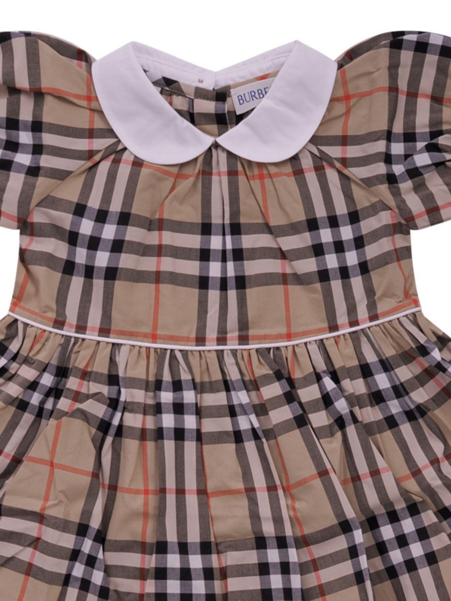 Abito per bambina Burberry Kids beige con motivo a quadri - Rubino Kids