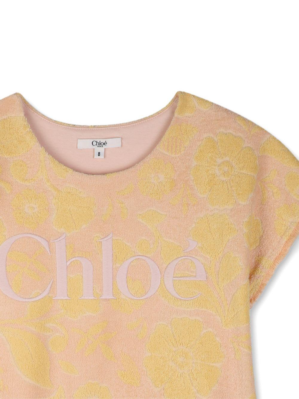 Abito per bambina Chloé Kids rosa con stampa a fiori - Rubino Kids