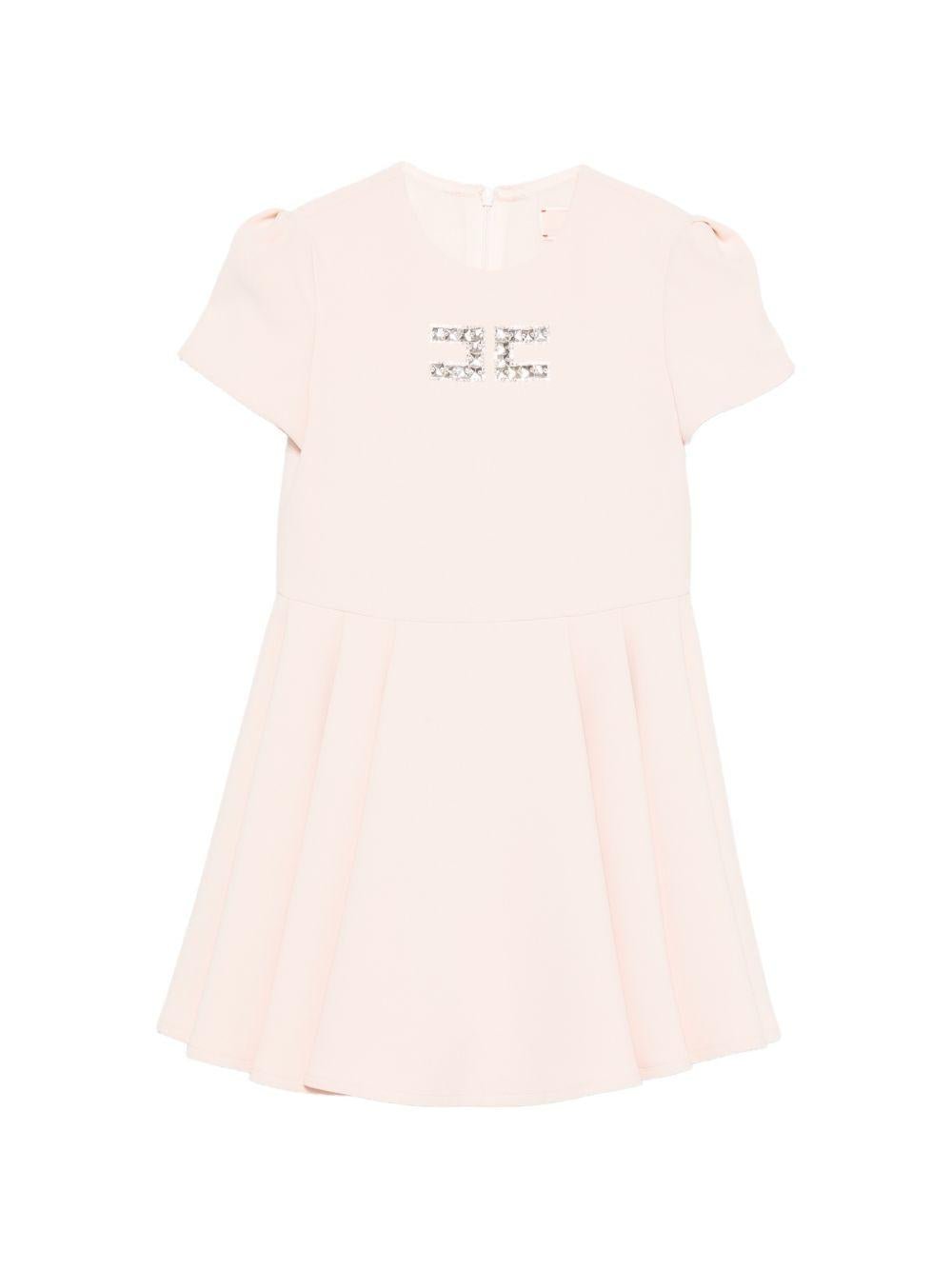 Abito per bambina Elisabetta Franchi La Mia Bambina rosa con logo sul davanti - Rubino Kids