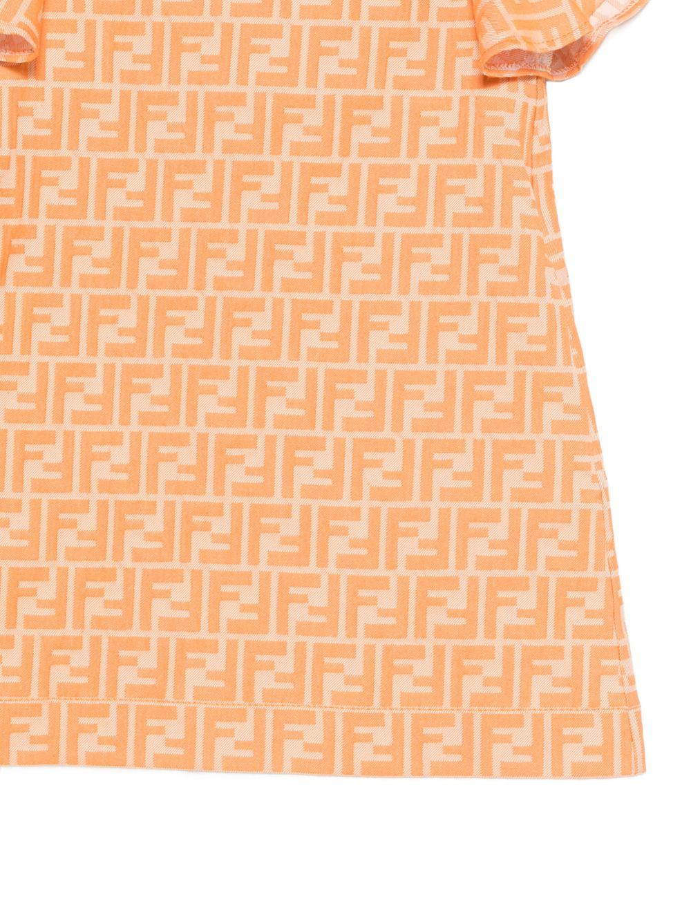 Abito per bambina Fendi Kids arancione con dettagli con ruches - Rubino Kids