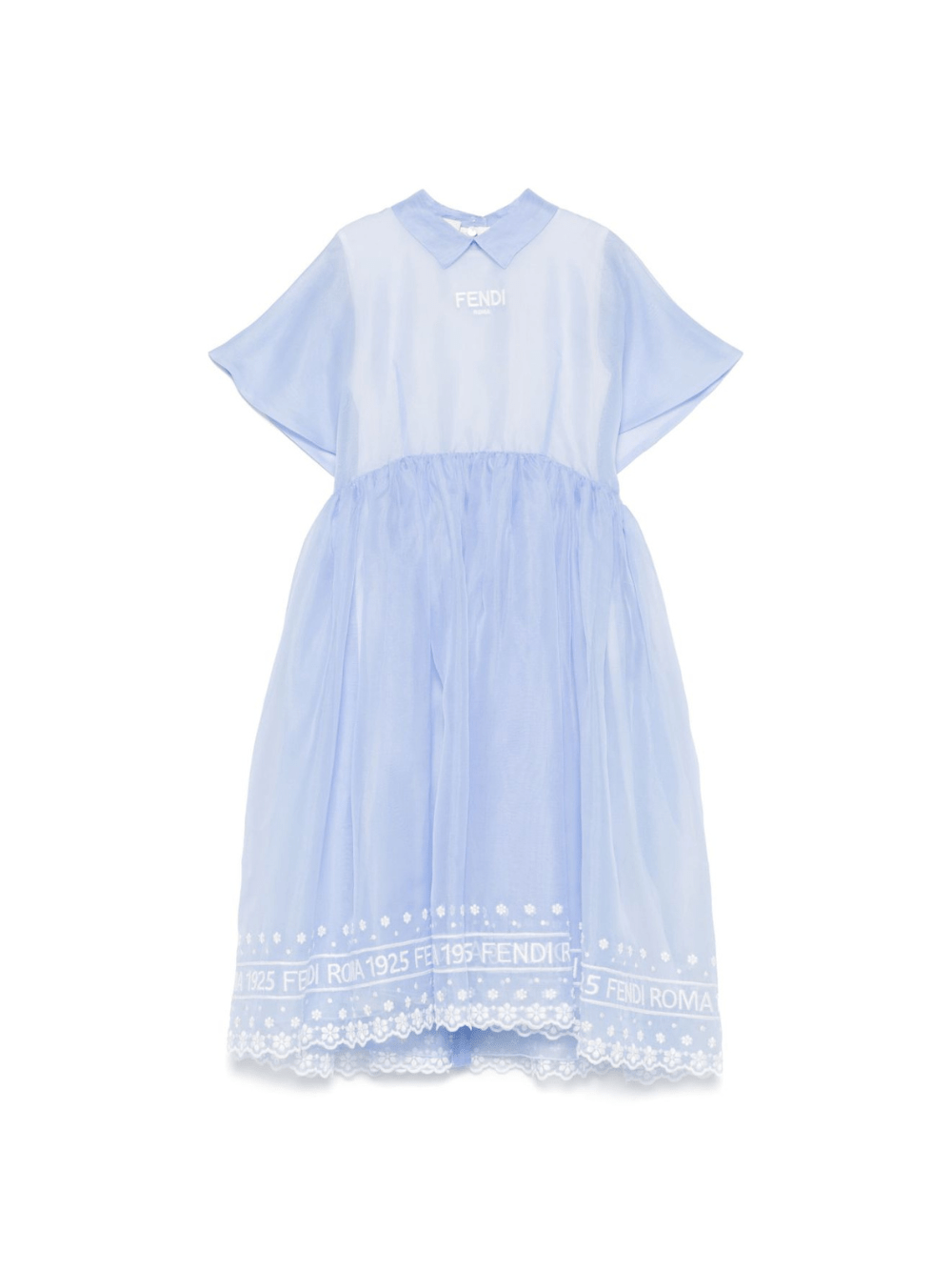 Abito per bambina Fendi Kids azzurro in seta con motivo con ricamo - Rubino Kids