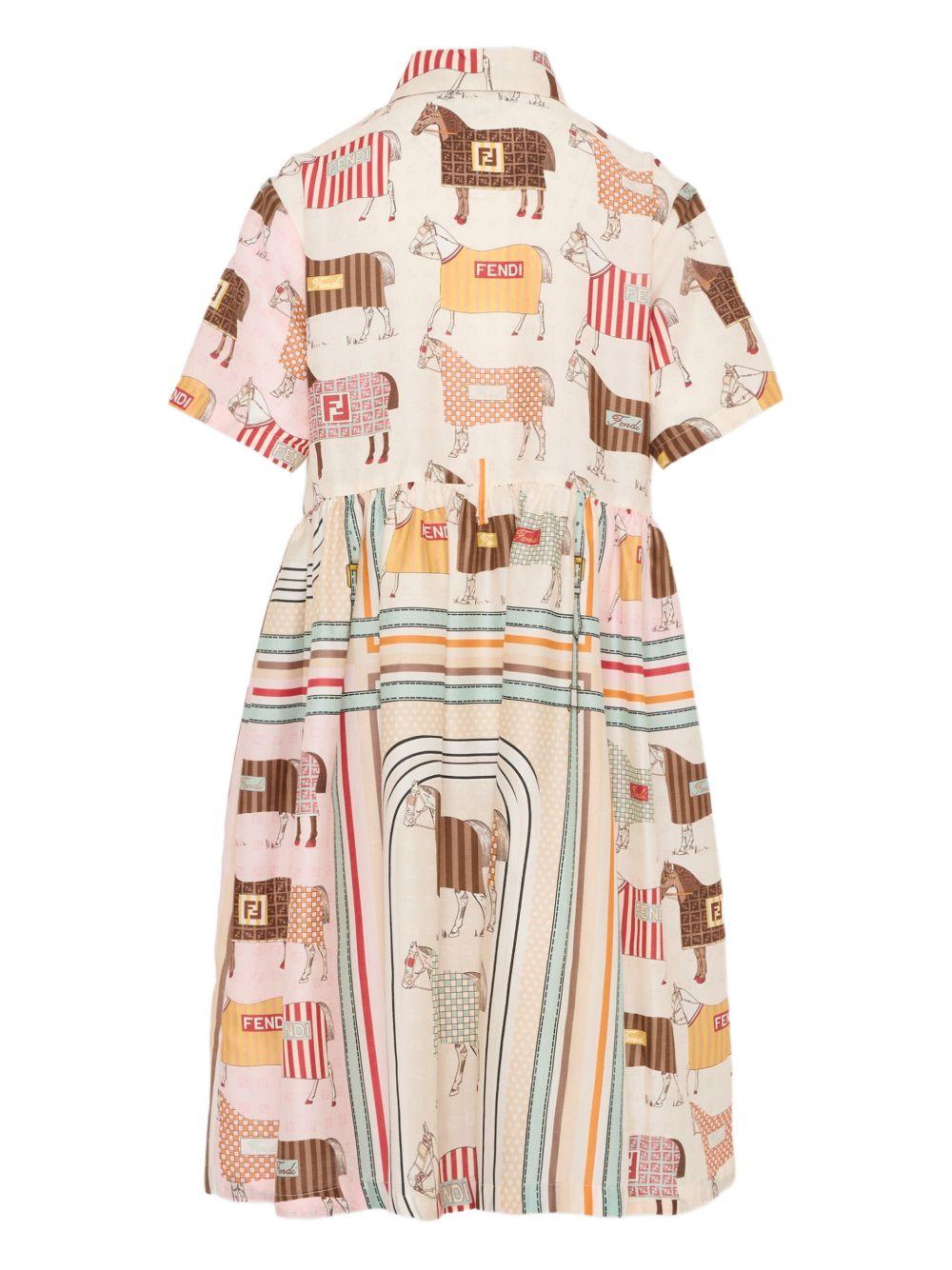 Abito per bambina Fendi Kids beige a righe - Rubino Kids