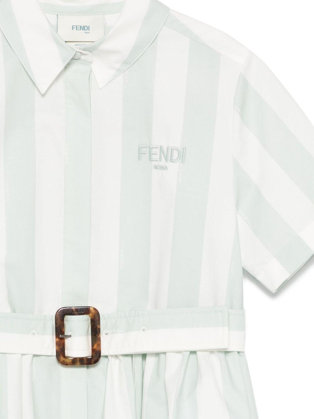 Abito per bambina Fendi Kids bianco e verde con logo - Rubino Kids