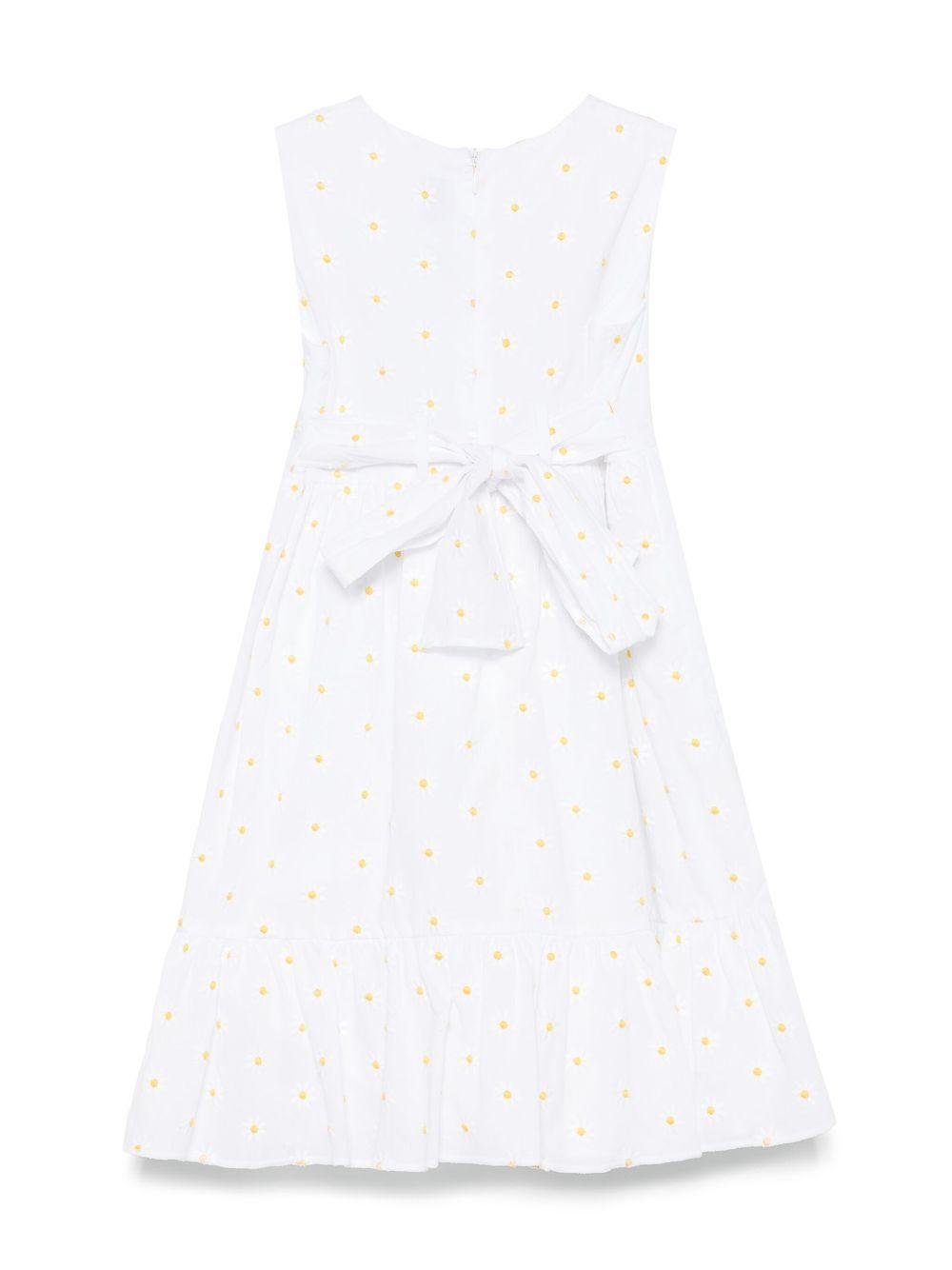 Abito per bambina Il Gufo bianco con ricamo a fiori e chiusura con nodo - Rubino Kids