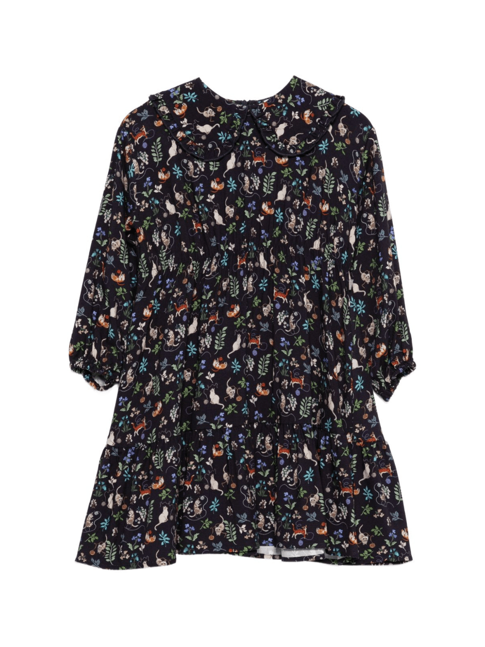 Abito per bambina Il Gufo blu con stampa di gatti - Rubino Kids