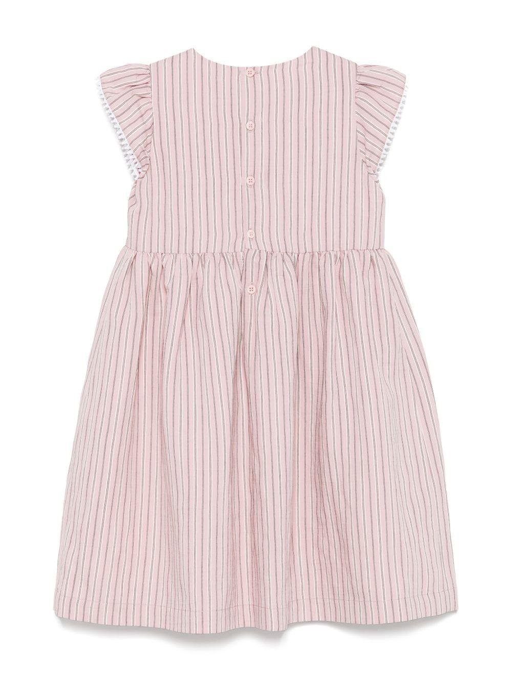 Abito per bambina Il Gufo rosa con motivo a righe verticali - Rubino Kids